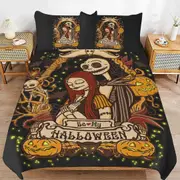 a1445 The Nightmare Before Christmas Duvet Cover Set, 3 Piece Bedding Set 86x70" Double Sided Printing Decorative Comforter Cover Set (1 Duvet Cover +