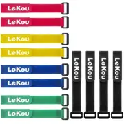 12 Pack Adjustable Cable Strap Multipurpose Hook and Loop Cable Ties Wire Man...