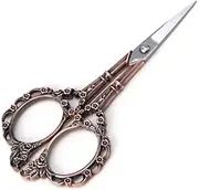EBANKU Professional Manicure Scissors, Vintage Stainless Steel Cuticle Precision Beauty Grooming for Nail, Facial Hair, Eyebrow, Eyelash, Nose Hair (Red Bronze)