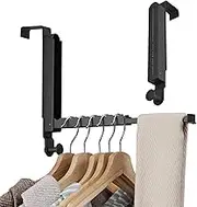 Clothes Drying Rack Foldable Fit Door up to 1 3/8" Optimal 2pc,Over The Door Hanger with Retractable Rod,Over The Door Hanger Hooks for Laundry Bathroom Bedroom Travel Hangers(Black, 2 Pack)