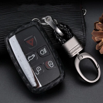 For Range Rover Discovery Sport Jaguar XE XF Carbon Fiber Key Fob Chain Case Fob (for: Jaguar)