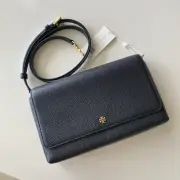 NWT Tory Burch 85982 Blake Flap Leather Crossbody Bag Black