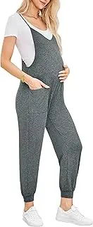 [FABRACK] Women's Maternity Jumpsuits Loose Adjustable Spaghetti Strap Jogger Overalls Outfits Pregnancy Romper with Pockets