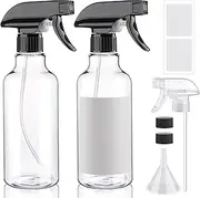 Hethyo Spray Bottles 16.9oz Plastic Empty Spray Bottle for Hair Mist/Stream Spraying Heavy Duty Square Water Spray Bottles for Cleaning Solutions, Plants, Cooking，Essential Oils, BBQ 2 Pack (16.9oz)