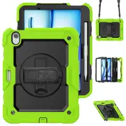 MCC Shockproof iPad Air 11" 2024 M2 Strap Rugged Case Cover Apple 6th Gen 6 [Yellow Green]
