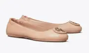 NIB Tory Burch Minnie Travel Ballet Flats Pink Brick Size 7