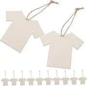 OFFSCH 20pcs Wood Hanging Tags: T Shirt Labeling Tags Cutouts Ornaments for DIY Crafting Clothing Inserts Rustic Event Decorations