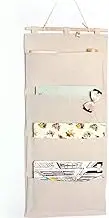 Over Door Wall Closet Hanging Storage Bag,Wall Mount Closet Organizer, Linen Cotton Fabric Multi Functional Wall Door Closet Hanging Storage Pouches for Living Room Bedroom Bathroom(4 Pockets)
