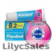 Fixodent Denture Adhesive Cream, 2.4 oz 2PACK