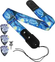 UPKOCH 1 Set Adjustable Lightweight Guitar Strap with Picks Stylish National Style Design for Electric Folk Guitars Durable Washable Comfortable Bass Strap Replacement