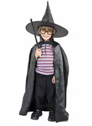 Child Wizard Costume -Hat Cape Glasses Wand - Halloween