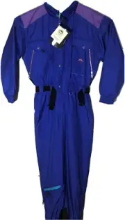 Vtg Retro Marker Six Bells 1 Piece Blue Purple Ski Coverall Snowsuit Medium NWT