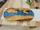 Oval Resin River Epoxy Table Top, Live Edge Coffee Table / Natural Wood Table