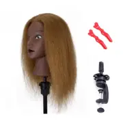 100% Real Hair Mannequin Head with Clamp Stand Fluffy Yaki Hair Mannequin Head T