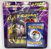 Pokemon Lightning Set 4 Pks 1 Bonus Card, Champions Path & Vivid Voltage-Sealed