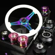 NRG 140H HUB+PURPLE GEN3.0 QUICK RELEASE+3"DEEP DISH IRIDIUM STEERING WHEEL GLOW (for: Nissan)