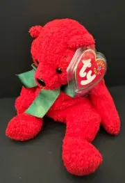 TY BEANIE BABIES MISTLETOE 2000/2001 RED BEAR 8.5"NMW/TAG BB672 TAG PROT ERRORS