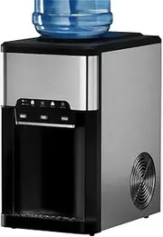 Devanti 3-in-1 Ice Maker Machine, 2.5L 20KG Portable Countertop Cold and Hot Water Dispenser Stainless Steel Icemaker Cube Makers Commercial Home Office Kitchen Appliances, Electric Fast Freeze Black