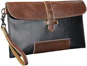 [FOYTOKI] Exclusive Men's Cluth Bag PU Handbag Polyester-Cotton Stylish Vintage Clutch for Students and Executives Large Capacity Wallet Pouch