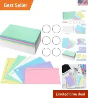 Portable 5 x 8 Inch Flashcards Set with Rings - Organize Your Study Life