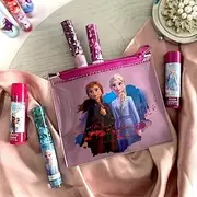 Frozen 2 4 pack Flavoured Lip Gloss/Balm & Cosmetic Bag