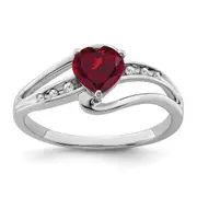 Sterling Silver Created Ruby and Diamond Ring