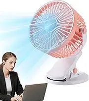 USB Fan for Desk,Small Desk Fan with Clip USB Rechargeable - Decorative Summer Supplies Night Light, Multifunctional Cooling Fan with Long Battery Life for Car, Dormitory