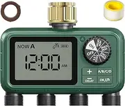 4 Outlet Sprinkler Timer Brass, Programmable Garden Hose Timer with Rain Delay, Manual& Automatic Watering System, Waterproof Gardening Supplies Irrigation Controller for 4 Separate Water Zones