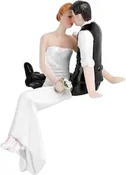 Wedding Cake Toppers, Couple Bride and Groom Resin Figurine Funny Decoration for Engagement Anniversary Parties Toppers