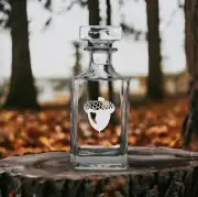 Acorn Decanter 26 Oz Bourbon Whiskey Premium Glass Personalize Oak Tree Seed NEW