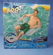 H2OGo Bestway Inflatable Flip Pillow Pool Lounger Back Rest Cup Holder 40x37