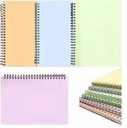 Ai-OUMLEEF 4 Pack A5 Spiral Notebook,160 Pages/80 Sheets Note Pad, Assorted Colors Line Journal, for Travel School and Office(purple+ azure+ yellow +green)