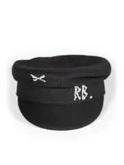 Black Embellished Bakerboy Cap