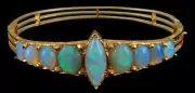 Unique Marquise Cut Bracelet Bangle 7.5inch Simulated Fire Opal Silver 925