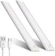 2 Pack Under Cabinet Lights,30 LED Motion Sensor Light Indoor with 3 Color Temps,Dimmble Under Cabinet Lighting Wireless,Rechargeable Closet Lights for Kitchen,Stairs,Pantry