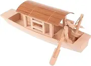 VILLFUL 1pc Handmade Wooden Boat Model for Decor Mini Fishing Boat Ornament Perfect for Home Office Bar