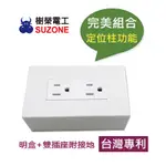 【樹榮電工SUZONE】一連明盒+雙插座附接地(SP-4812)/台灣製造/明BOX/開關盒/插座盒/塑膠盒