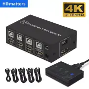 4/2 Port HDMI 2.0 KVM Switch Box 4K 60Hz USB KVM Switcher Keyboard Mouse Sharing