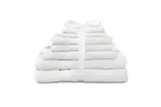 7pc Algodon St Regis Collection Bath Hand Towel Set w Face Washer Cotton White