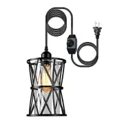 Farmhouse Pendant Lighting, Outdoor Swag Lamp with Plug in Cord Clear Glass