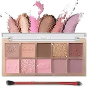 Erinde 10 Colors Eyeshadow Palette - Matte Shimmer Glitter Ultra-Blendable, High Pigmented, Natural-Looking Korean Eye Makeup, Pink Eyeshadow Palette with Brush, Cement #Grey pink rose