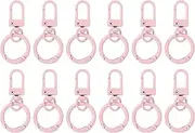 uxcell 12 Pcs Lobster Claw Clasp, Colorful Metal Keychain Clasp Swivel Hooks with Spring Key Rings Trigger Clips for Bag Door Key Chains DIY Craft Jewelry Making, Light Pink