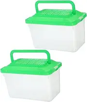 EXAOMBLE 2pcs Portable Reptile Breeding Case Transparent Fish Tank for Small Pets Travel Friendly Tortoise Container Lid for Hamsters and Other Small Animals