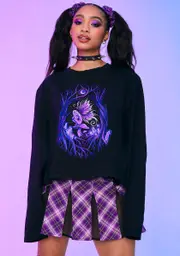 [HOROSCOPEZ] Fairy Fanatic Screen Print Long Sleeve Oversized Tee