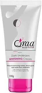Qraa Advanced Lacto Dark Sensitive Underarm Whitening Cream, 100g For even toned underarms - Paraben Free