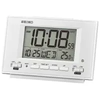 在飛比找ETMall東森購物網優惠-SEIKO 精工 溫度顯示防貪睡電子鬧鐘/白/QHL075W