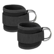 2Pcs Ankle Strap for Cable Machine, Gym Cable Kickback Ankle Wraps, Black