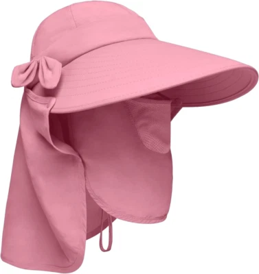 Women'S UPF+50 Sun Visor Detachable Flap Hat Foldable Wide Brimmed UV Protection