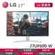 LG 27UP600-W 27吋 4K IPS 電腦螢幕 HDR400 FreeSync 藍光護眼 多工視窗 外接螢幕