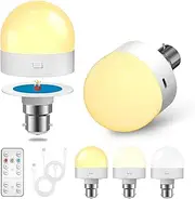 Lamptobe Rechargeable Light Bulb, 1.5W Dimmable Battery Operated Bulb with Remote Control, 3 Color Temperatures, B22 Detachable Cordless Bulb for Non - Hardwired Lamps, Emergency Puck Light